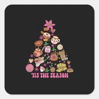 Tis The Season Mexican Christmas Tree Tamales Pan  Square Sticker