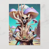 Surreal Woman and Mushrooms Postcard