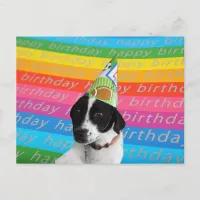 Happy Birthday Dog Colorful Text Banner Postcard