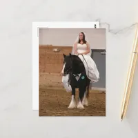 Bride on a Groom Horse Postcard