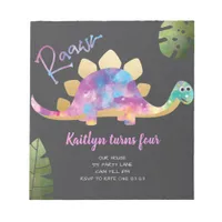 Budget Roar Cute Abstract Pink Dinosaur Invitation Notepad