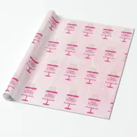 Happy Birthday Cake Gift Wrap Pink