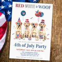 Patriotic Dogs Party Red White & Woof 4th Of July Invitation