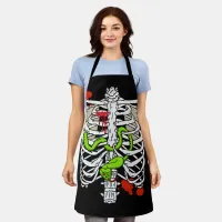 Skeleton Bones Ribcage Snake and Blood Splats Apron