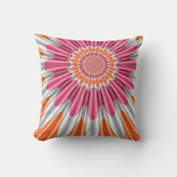 Pink Orange +Silver Groovy Flower Cushion