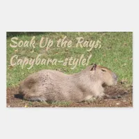 Soak Up the Rays, Capybara-style! Rectangular Sticker