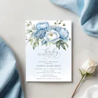 Baby in Bloom Blue Floral Boy Baby Shower Invitation