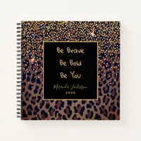 Leopard pattern motivational brown black notebook