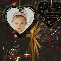 Elegant Our First Christmas as Grandparents Photo Ceramic Ornament