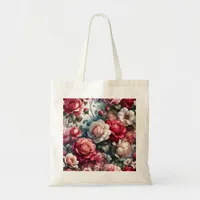 Timeless Rose Floral Charm Tote Bag