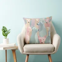 Dog Pattern Pastel Colors Minimalist Illustration Throw Pillow