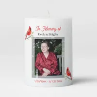 Cardinal Themed Memorial  Pillar Candle