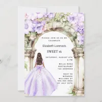 Lavender florals arch dress Sweet 16 Invitation