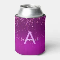 Purple pink confetti name glam girly can cooler