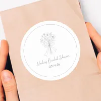 Hand Drawn Style Casual Floral Cool Bridal Shower  Classic Round Sticker