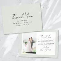 Sage Green Photo Wedding Thank You Card