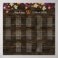 Barnwood Rustic plum fall wedding seating plan Poster