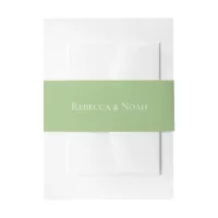 Simple Minimalist Elegant Sage Text Wedding Invitation Belly Band