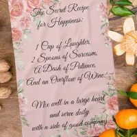 Happiness Recipe Floral Kitchen Towel