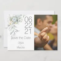 Pale Blue Rose Watercolor Photo Save the Date