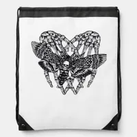 Deathshead Moth Classic - Skeleton Hand Heart Drawstring Bag