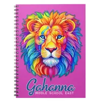 Gahanna Rainbow Lion Head Faux Glitter Spiral Notebook