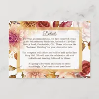 Elegant Floral Pink and Peach Wedding Details Enclosure Card