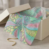 Pink Teal Green Hand Drawn Swirl Gift Wrap Tissue Paper