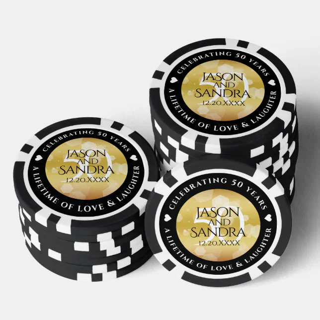 Elegant 50th Golden Wedding Anniversary Poker Chips