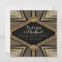 Art Deco Goldy Engagement Party Invitations