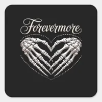More Skeleton Hands Heart Gothic Halloween Square Sticker