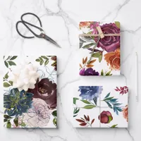 Colorful Watercolor Floral Wrapping Paper Sheets