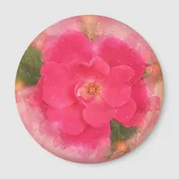 Pink Knockout Rose Watercolor  Magnet