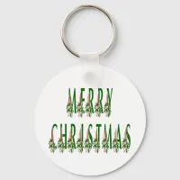 Merry Christmas Candle Font Keychain