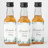 Eucalyptus Botanical Leaf Wedding Liquor Bottle Label