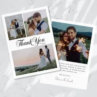 Minimalist 4 Photo Wedding Thank You Card