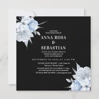*~* Roses Dusty Blue Floral AR15 WEDDING RSVP +  Invitation