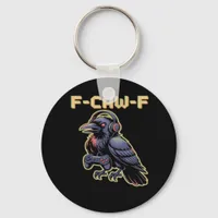 F-Caw-F Gaming Raven With Headphones - Edgy Stream Keychain