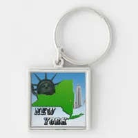 New York Map, Statue of Liberty, Monument Keychain