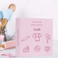 Recipe pastry chef pink script slogan 3 ring binder