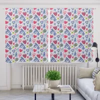 Heart and Flower Drawings Blackout Curtains