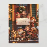 Super Cute Family During Christmas Postcard