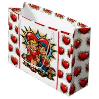 Valentine's Day | Retro Pop Art Boy and Girl Large Gift Bag