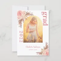 Pampas grass photo blush graduation 2025 thank you card