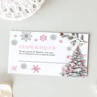 Diaper Raffle Card Pink Winter Wonderland