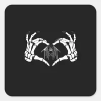 Skeletons Token Heart Hands  Square Sticker