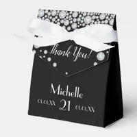 21st birthday party black white thank you name favor boxes