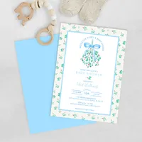 Mistletoe Kisses Blue Baby Shower for Boy Invitation