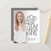 Budget Congrats Photo Gray Graduation Announcement