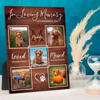 Personalized Rustic Pet Loss Dog Memorial 5 Photo Plaque